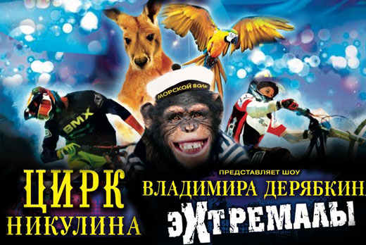 28 и 29 июля скидка 50%. Московский Цирк Никулина представляет шоу Владимира Дерябкина "эXтремалы"